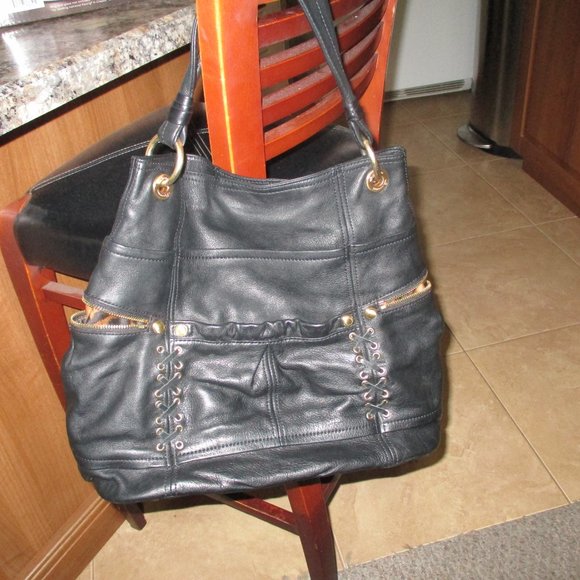 B Makowsky Black Leather Hobo - Picture 3 of 11